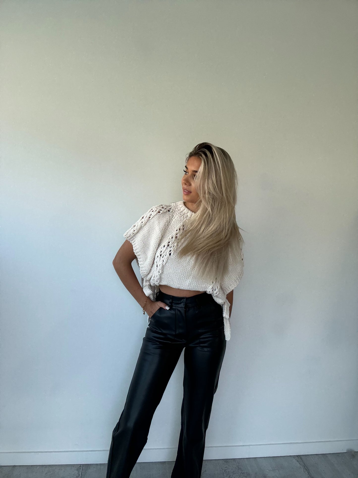 Leather wide leg Jeans