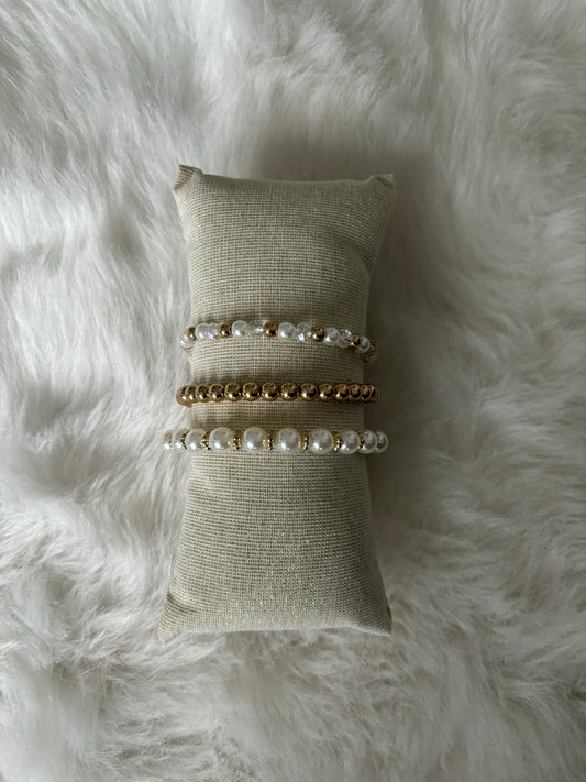 Trio pearl armbandjes