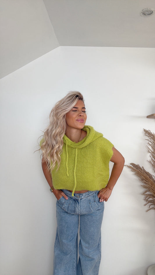 Sleeveless mohair truitje appelgroen 🥑