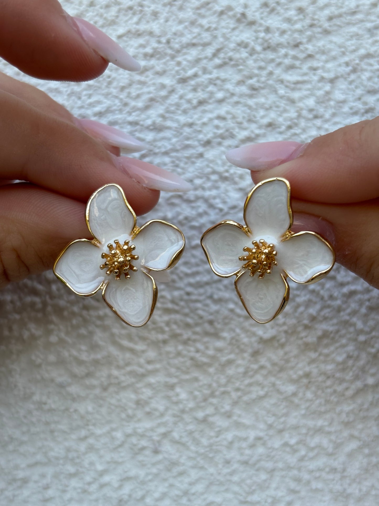 White flower earrings