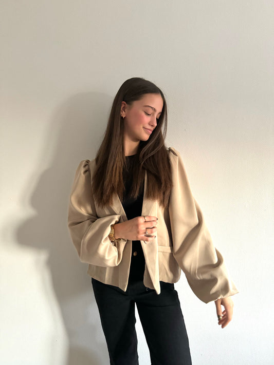 Oversized balloon blazer beige