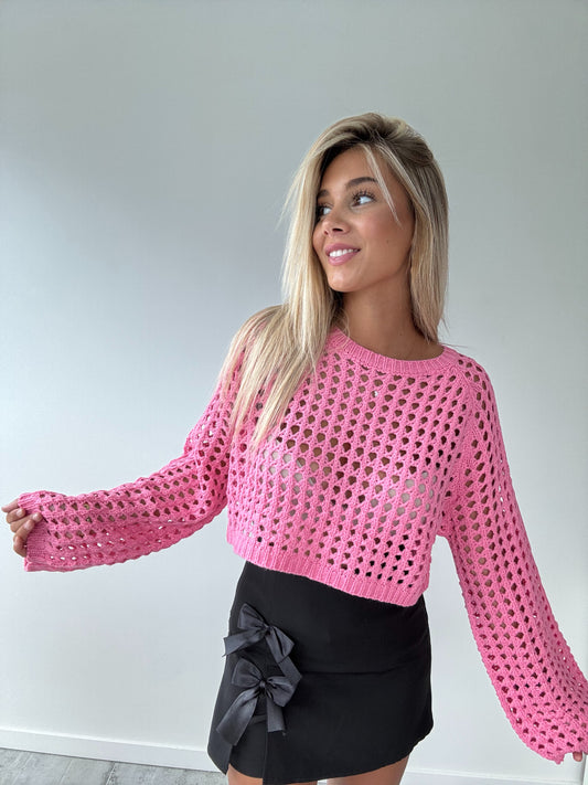 Pink crochet sweater