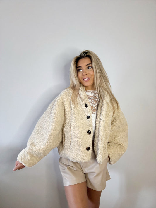 Oversized teddy jacket