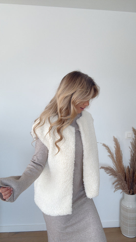 Teddy gilet wit