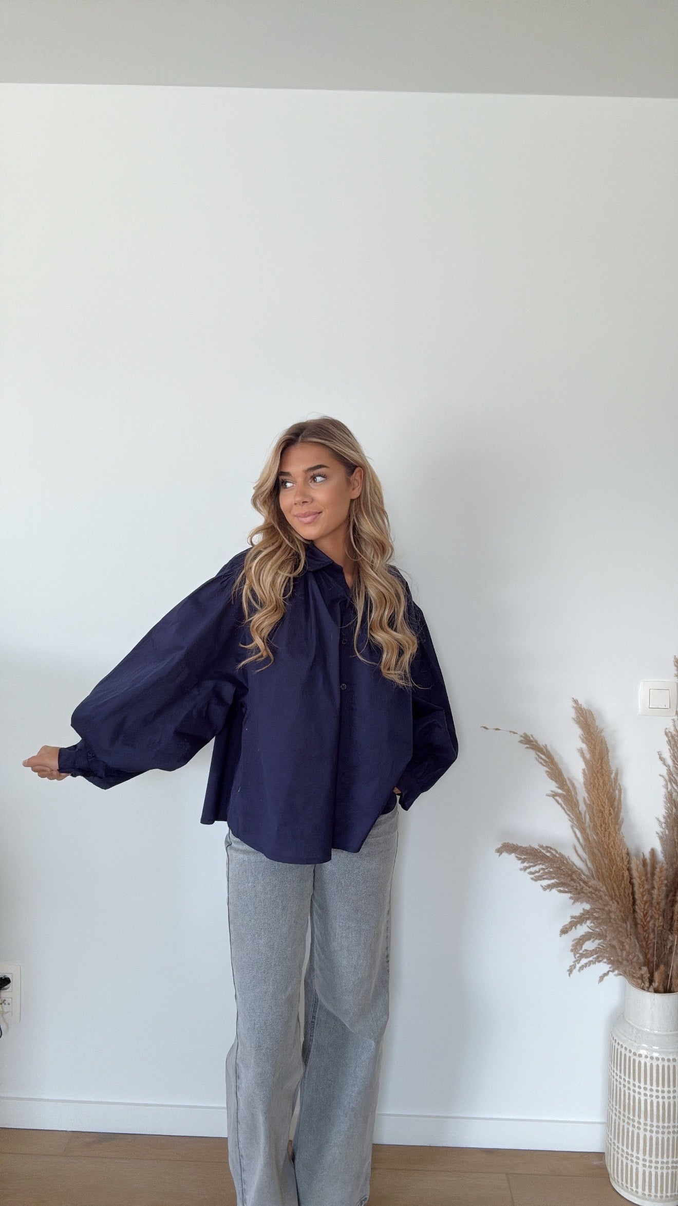 Oversized hemd navy