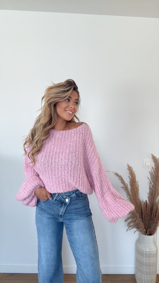 Teddy oversized sweater roze