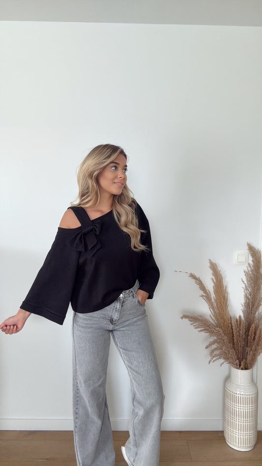 Bow shirt zwart